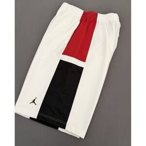 Jordan Shorts Mens Medium White Red Black Basketball Long Colorblock Jumpman